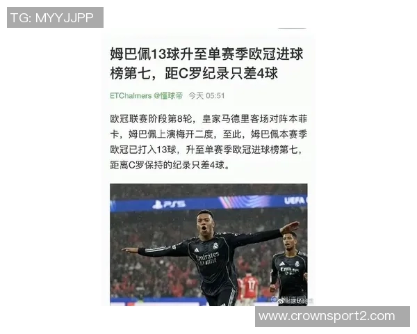 本赛季欧冠进球榜揭晓姆巴佩领跑戈登和奥巴梅扬紧随其后